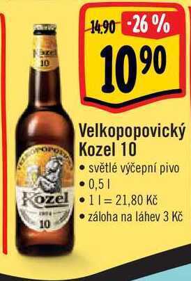 Albert Velkopopovický kozel 10 nabídka