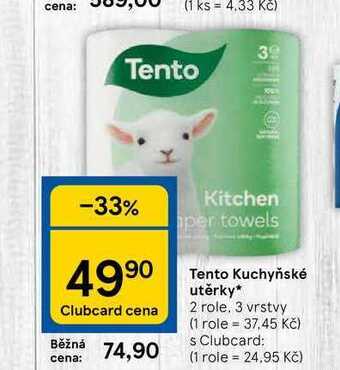 Tesco Tento kuchyňské utěrky* 2 role. 3 vrstvy nabídka