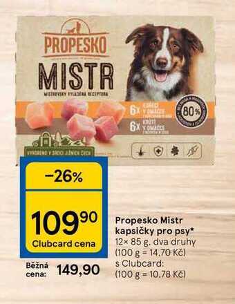 Tesco Propesko mistr kapsičky pro psy* 12 x 85 g nabídka