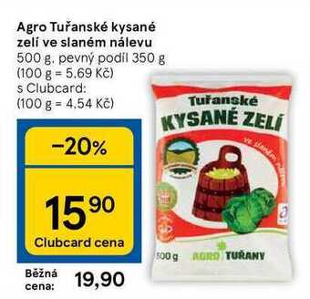 Tesco Agro tuřanské kysané zelí ve slaném nálevu 500 g nabídka