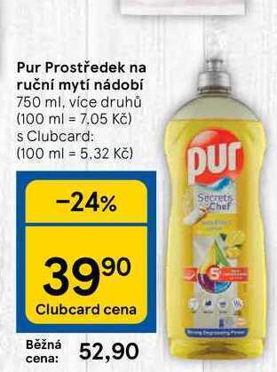 Tesco Pur prostředek na ruční mytí nádobí 750 ml nabídka