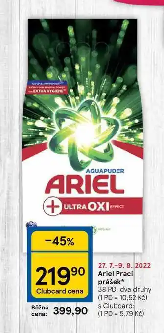 Tesco Ariel prací prášek* 38 pd nabídka