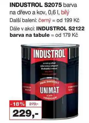 Barvy a laky drogerie Industrol s2075 barva na dřevo a kov, 0,6 l, bílý nabídka