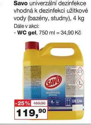 Barvy a laky drogerie Savo univerzální dezinfekce vhodná k dezinfekci užitkové vody (bazény, studny), 4 kg nabídka