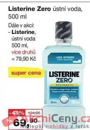 Listerine zero ústní voda, 500 ml