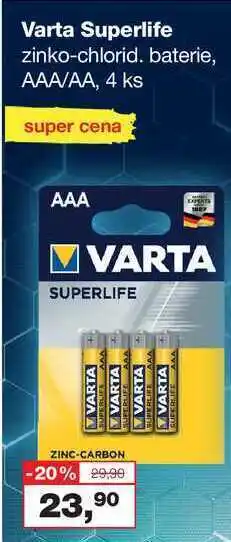 Ráj drogerie Varta superlife zinko-chlorid. baterie, aaa/aa, 4 ks nabídka