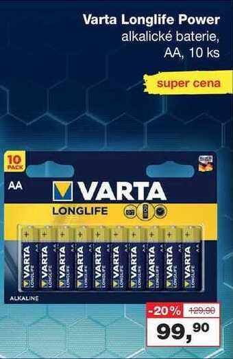 Ráj drogerie Varta longlife power alkalické baterie, aa, 10 ks nabídka