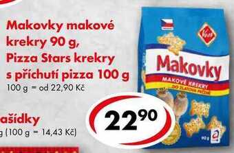 Makovky makové krekry 90 g, pizza stars krekry s příchutí pizza 100 g