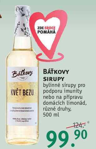 Rossmann Báťkovy sirupy bylinné sirupy, 500 ml nabídka