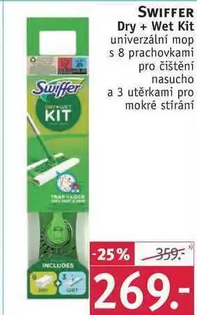 Rossmann Swiffer dry + wet kit univerzální mop s 8 prachovkami nabídka