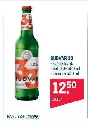 Makro Budvar 33 - světlý ležák • bal.: 20x 500 ml cena za 500 ml nabídka