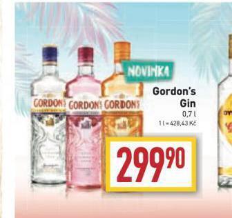Billa Gordon's gin nabídka