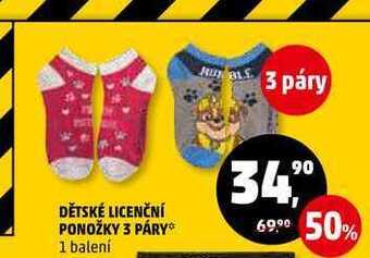 Penny Market Dětské licenční ponožky 3 páry, 1 balení nabídka
