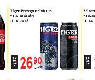 Žabka Tiger energy drink nabídka