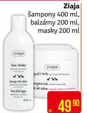Teta Ziaja šampony 400 ml, balzámy 200 ml, masky 200 ml nabídka