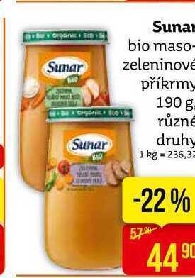 Teta Sunárek hotové jídlo masozeleninový příkrm 190g, vybrané druhy nabídka