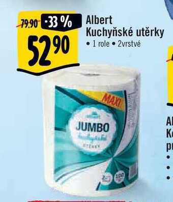 Albert Albert kuchyňské utěrky • 1 role • 2vrstvé nabídka