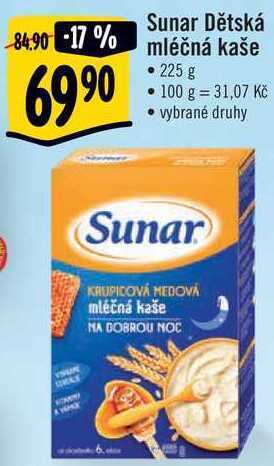 Albert Sunar dětská mléčná kaše, 225 g nabídka