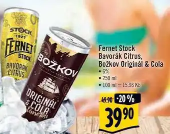 Albert Fernet stock bavorák citrus, božkov originál & cola, 250 ml nabídka