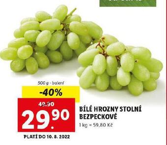 Lidl Hrozny bílé bezsemenné nabídka