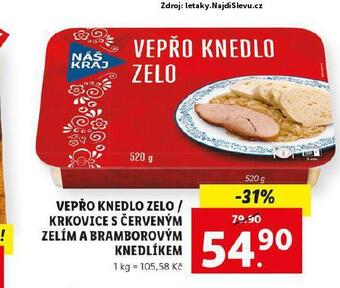 Lidl Krkovice s červeným zelím a bramborovým knedlíkem nabídka