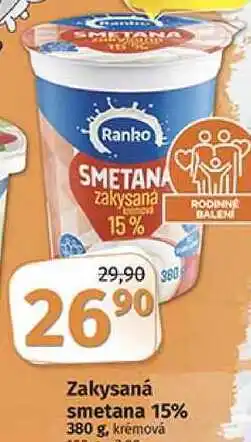 Coop Ranko zakysaná smetana 15% 380 g, krémová nabídka