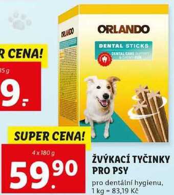 Lidl Žvýkací tyčinky pro psy,4x 180 g nabídka