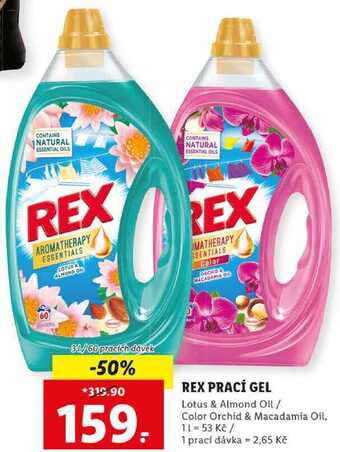Lidl Rex prací gel, 3 l / 60 pd nabídka