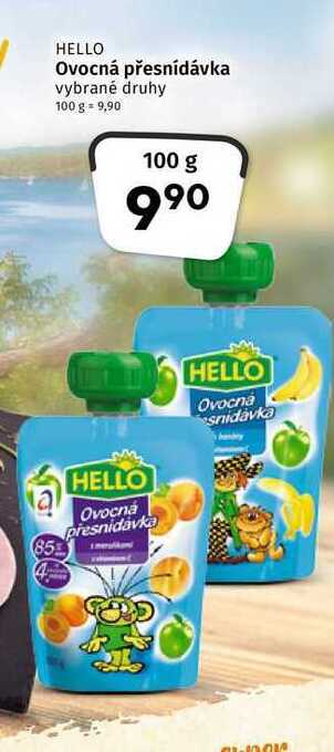 Coop Hello ovocná přesnídávka vybrané druhy 100 g nabídka