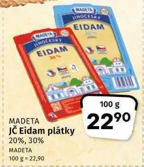 Coop Madeta jihočeský eidam 30% 20% plátky 100g, vybrané druhy nabídka