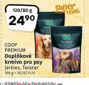 Coop Coop doplňkové krmivo pro psy jerkies, twister 120/80g nabídka