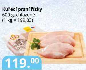 Potraviny CZ Kuřecí prsní řízky 600 g, chlazené nabídka