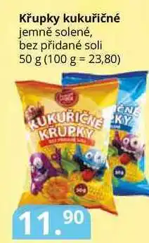 Křupky kukuřičné jemně solené, bez přidané soli 50 g