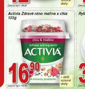 Lidl Activia zdravé ráno malina s chia nabídka