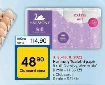 Tesco Harmony toaletní papír nabídka
