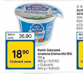 Tesco Kunín zakysaná smetana nabídka