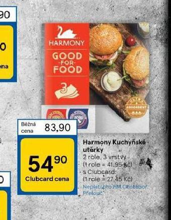 Tesco Harmony kuchyňské utěrky nabídka