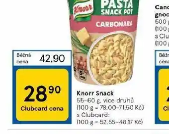 Tesco Knorr snack nabídka