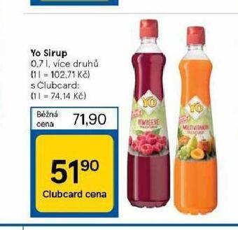 Tesco Yo sirup nabídka