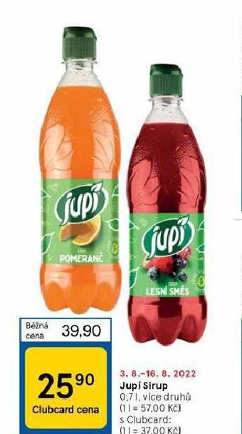 Tesco Jupí sirup nabídka