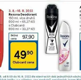 Tesco Rexona deodoranty nabídka