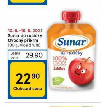 Tesco Sunar ovocná kašička nabídka