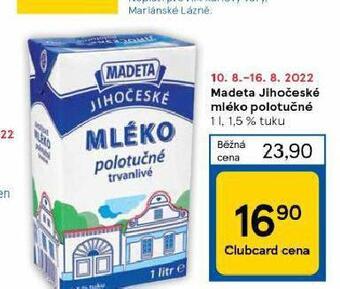 Tesco Madeta jihočeské mléko nabídka