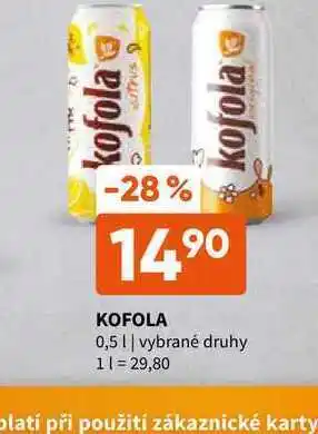 Terno Kofola 0,5 l, plech nabídka