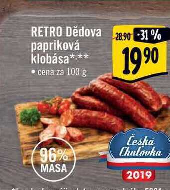 Albert Retro dědova papriková klobása 100 g nabídka