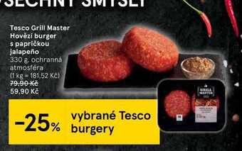 Tesco Tesco grill master hovězí burger s papričkou jalapeño 330 g nabídka