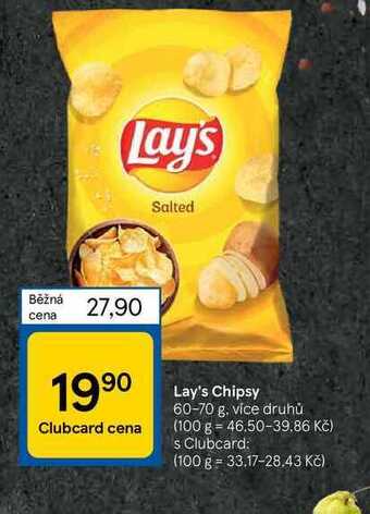 Tesco Lay's chipsy 60-70 g nabídka