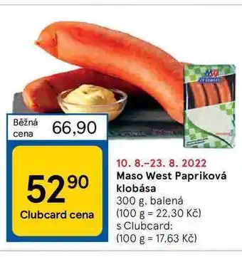 Tesco Maso west papriková klobása 300 g nabídka
