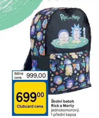 Tesco Školní batoh rick a morty nabídka