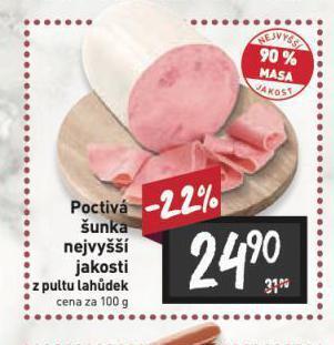 Billa Poctivá šunka nabídka